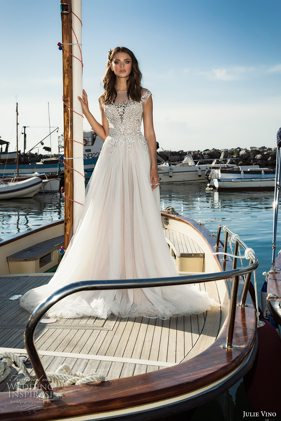 julie vino fall 2017 bridal cap sleeves illusion bateau neckline heavily embellished bodice tulle skirt romantic modified a line wedding dress sweep train (1209) mv julie vino fall 2017 bridal cap sleeves illusion bateau neckline heavily embellished bodice tulle skirt romantic modified a line wedding dress sweep train (1209) mv