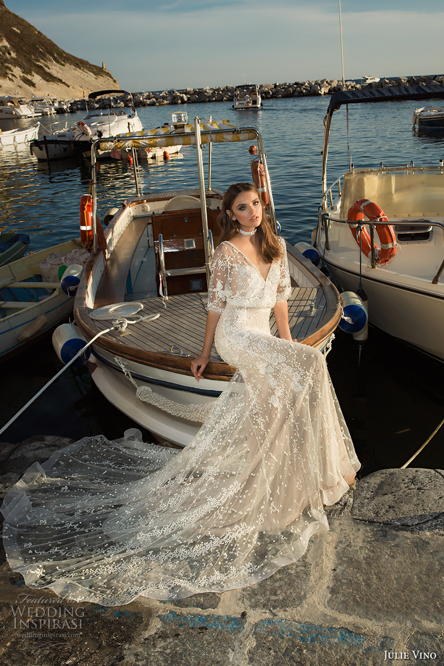 julie vino fall 2017 bridal half sleeves v neck full embellishment elegant romantic lace sheath wedding dress low back chapel train (1214) mv julie vino fall 2017 bridal half sleeves v neck full embellishment elegant romantic lace sheath wedding dress low back chapel train (1214) mv