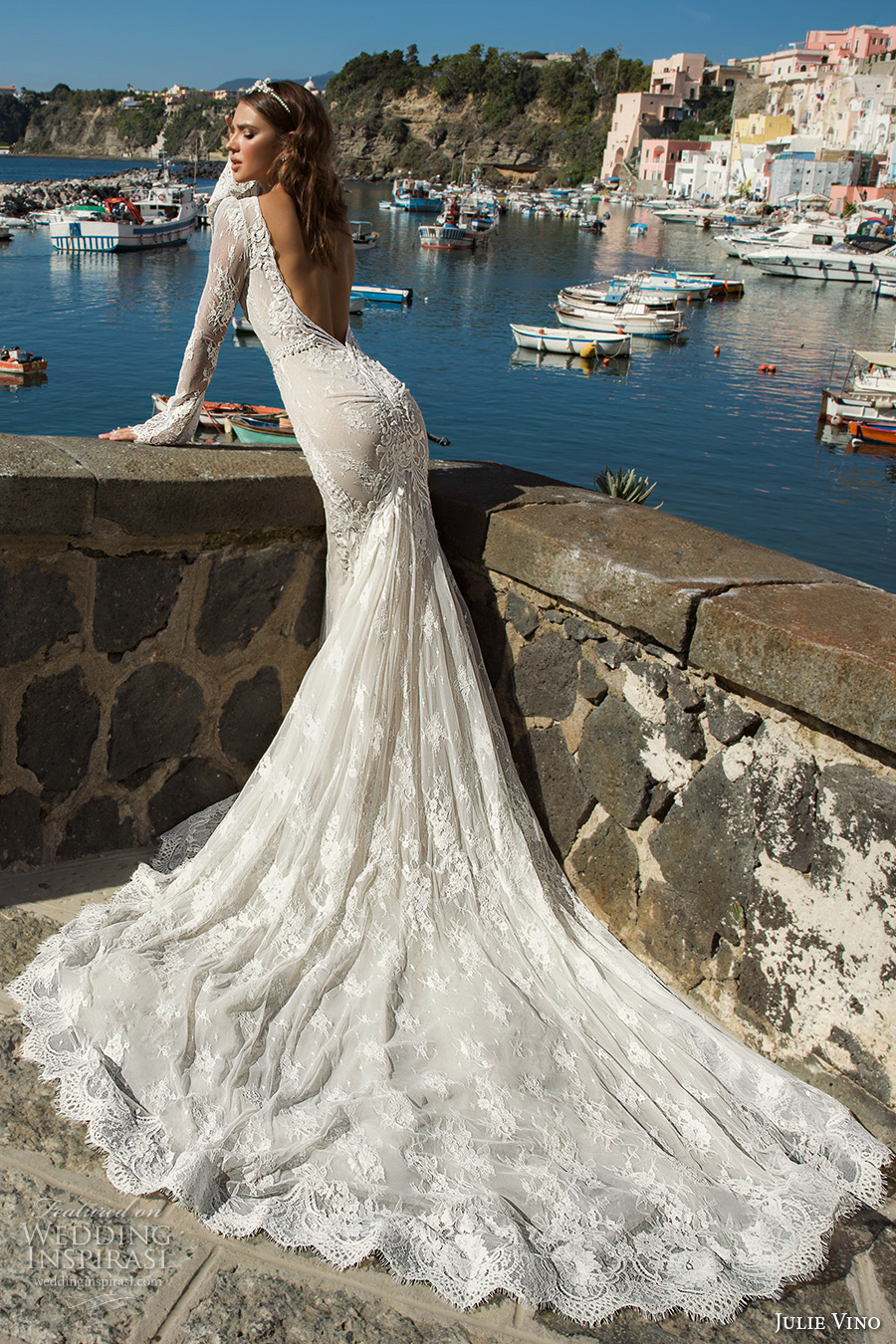 julie vino fall 2017 bridal long sleeves deep plunging v neck full embellishment gorgeous sexy elegant sheath wedding dress low back chapel train (1206) bv julie vino fall 2017 bridal long sleeves deep plunging v neck full embellishment gorgeous sexy elegant sheath wedding dress low back chapel train (1206) bv
