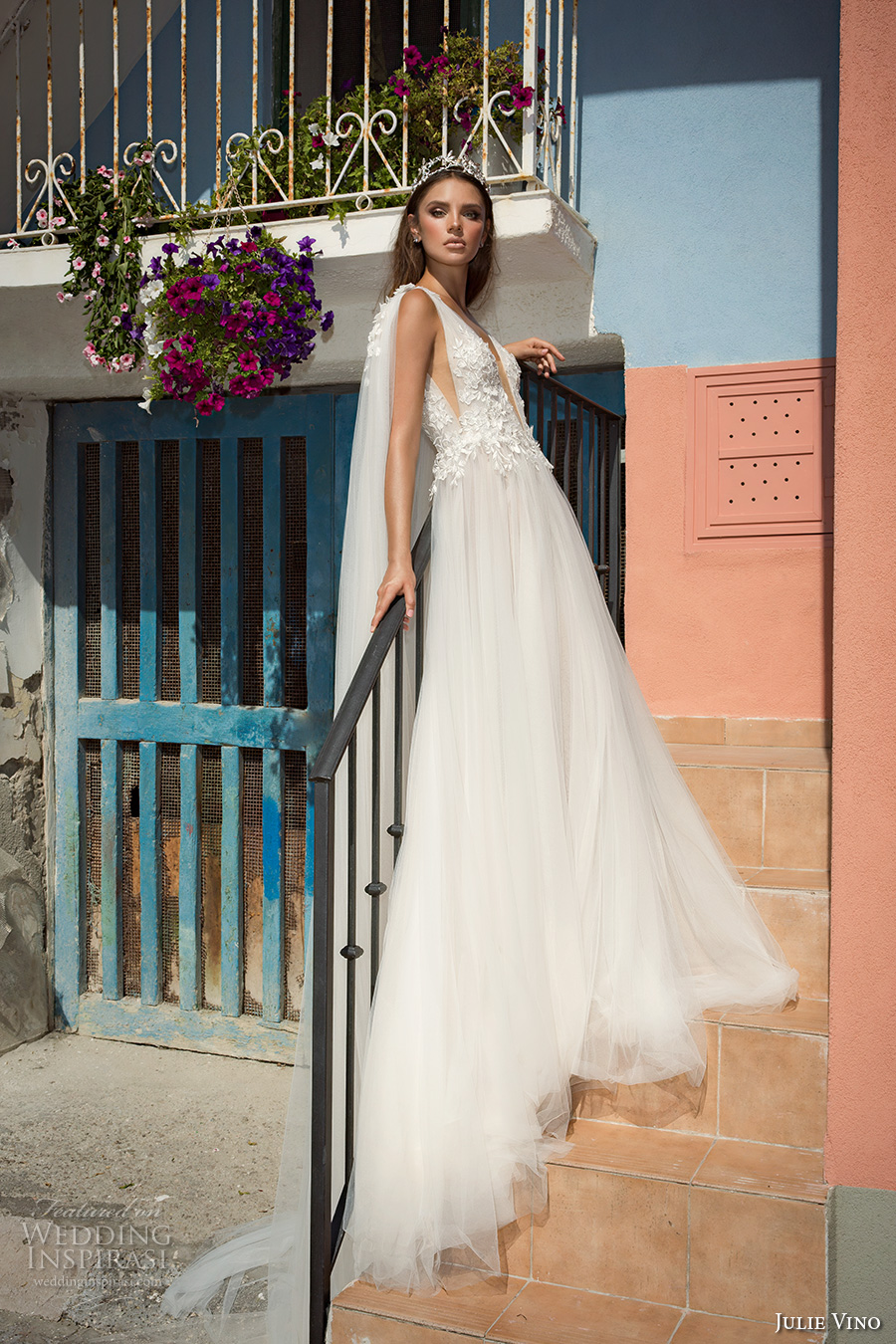 julie vino fall 2017 bridal sleeveless deep plunging v neck heavily embellished bodice tulle skirt romantic princess a line wedding dress low back chapel train (1211) sdv julie vino fall 2017 bridal sleeveless deep plunging v neck heavily embellished bodice tulle skirt romantic princess a line wedding dress low back chapel train (1211) sdv