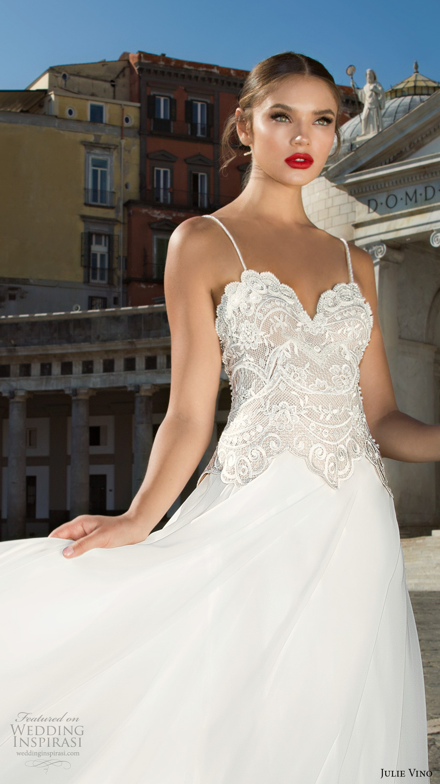 julie vino fall 2017 bridal sleeveless spagetti strap sweetheart neckline heavily embellished bodice pretty romantic modified a line wedding dress (12024) zv julie vino fall 2017 bridal sleeveless spagetti strap sweetheart neckline heavily embellished bodice pretty romantic modified a line wedding dress (12024) zv