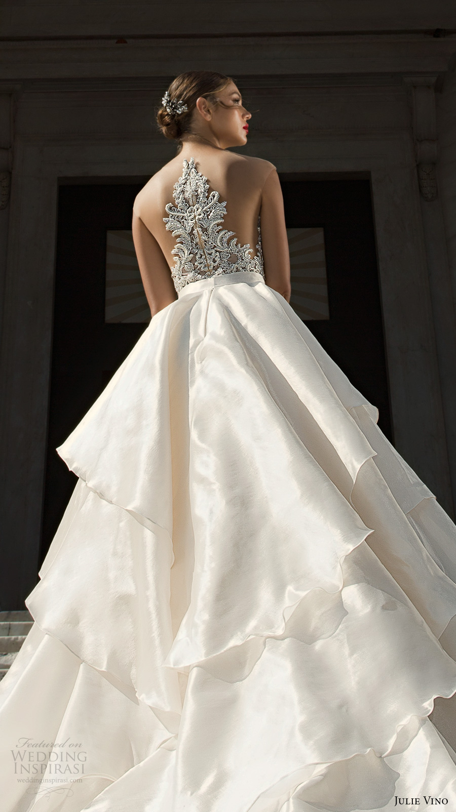 julie vino fall 2017 bridal strapless deep plunging sweetheart neckline heavily embellished bodice beautiful princess a line wedding dress halter back royal train (1217 1215) zbv julie vino fall 2017 bridal strapless deep plunging sweetheart neckline heavily embellished bodice beautiful princess a line wedding dress halter back royal train (1217 1215) zbv