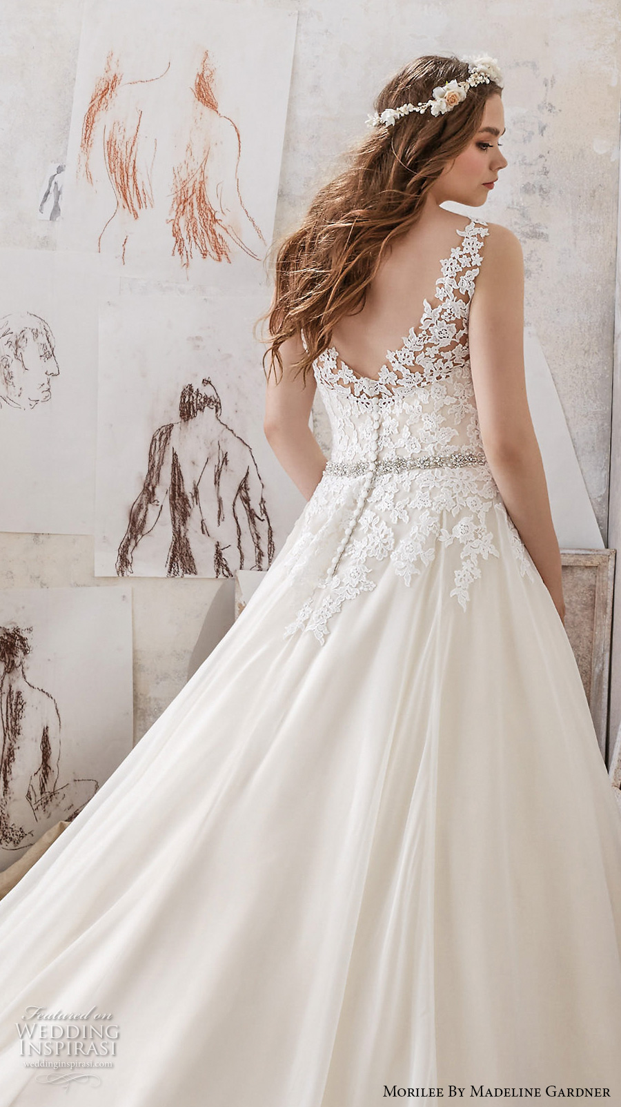 morilee julietta spring 2017 bridal sleeveless lace strap v neck heavily embellished bodice romantic princess plus size a  line wedding dress v back chapel train (3214) zbv