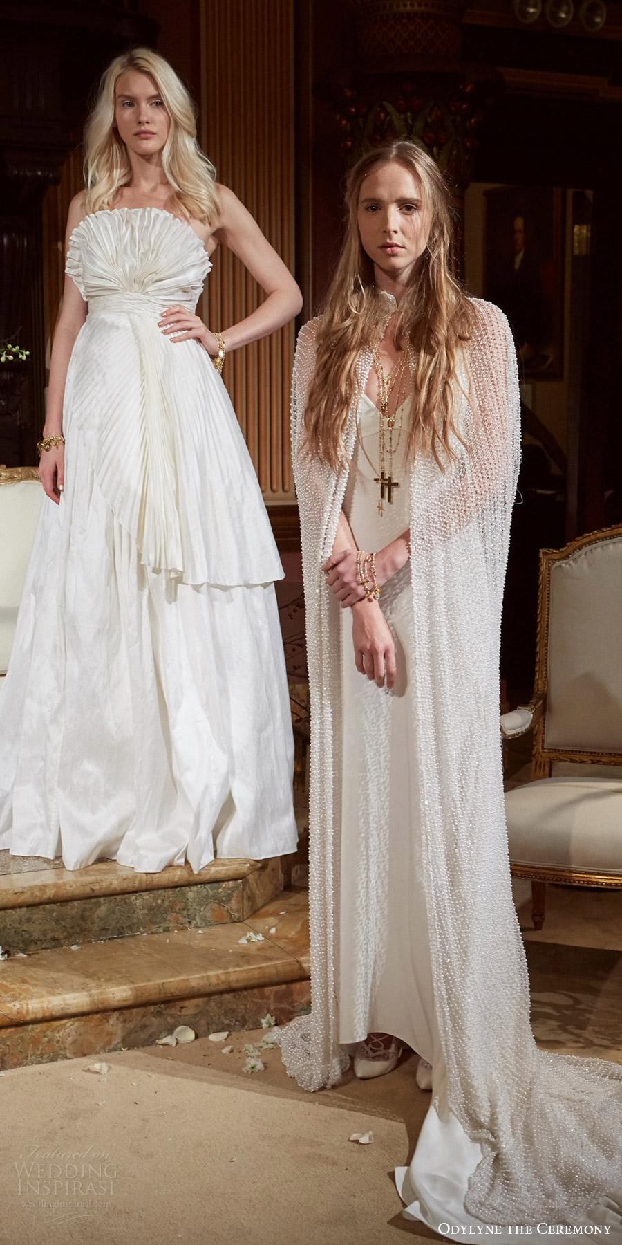 odylyne the ceremony fall 2017 bridal a line wedding dress (look 7 8) mv cape crumbcatcher odylyne the ceremony fall 2017 bridal a line wedding dress (look 7 8) mv cape crumbcatcher