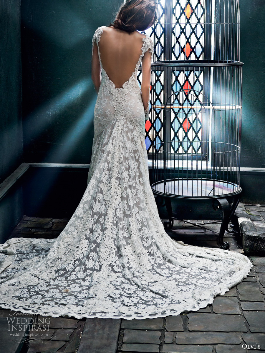olvis 2017 couture bridal cap sleeves sweetheart neckline full embellishment lace elegant sheath wedding dress low back chapel train (2294) bv