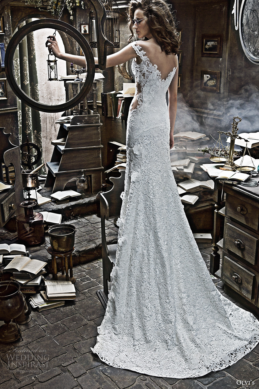 olvis 2017 couture bridal off the shoulder v neck full embellishment elegant lace trumpet wedding dress sweep train (2145) bv