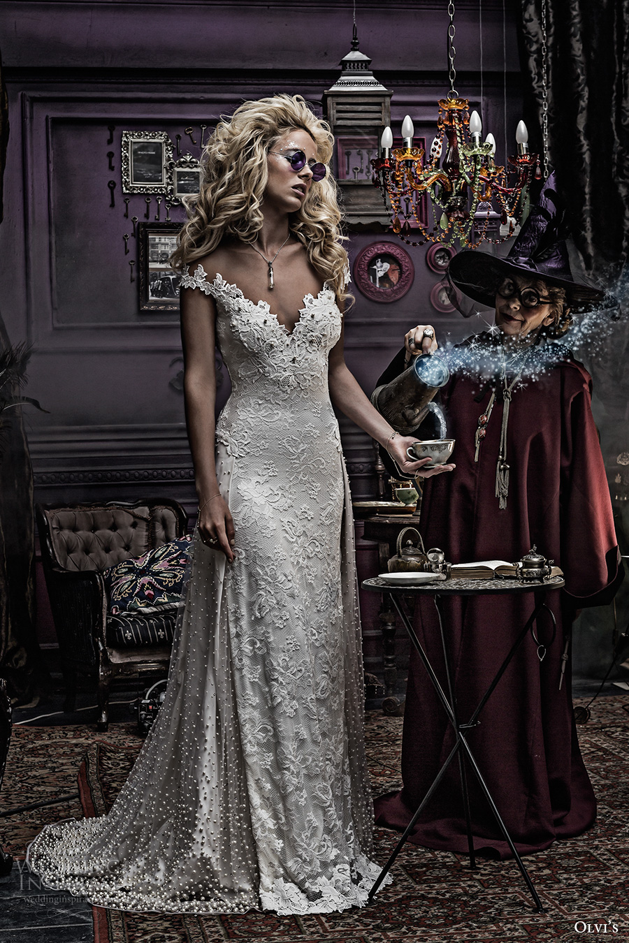 olvis 2017 couture bridal off the shoulder v neck full embellishment elegant sheath wedding dress sweep train (2149) mv