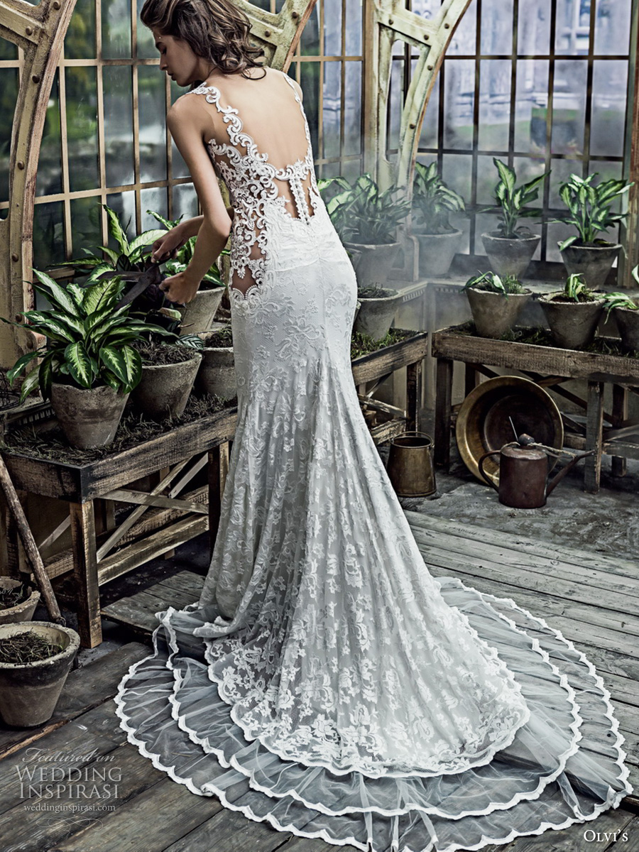 olvis 2017 couture bridal thin strap deep plunging v neckline full embellishment elegant sexy sheath wedding dress low back chapel train (2317) bv