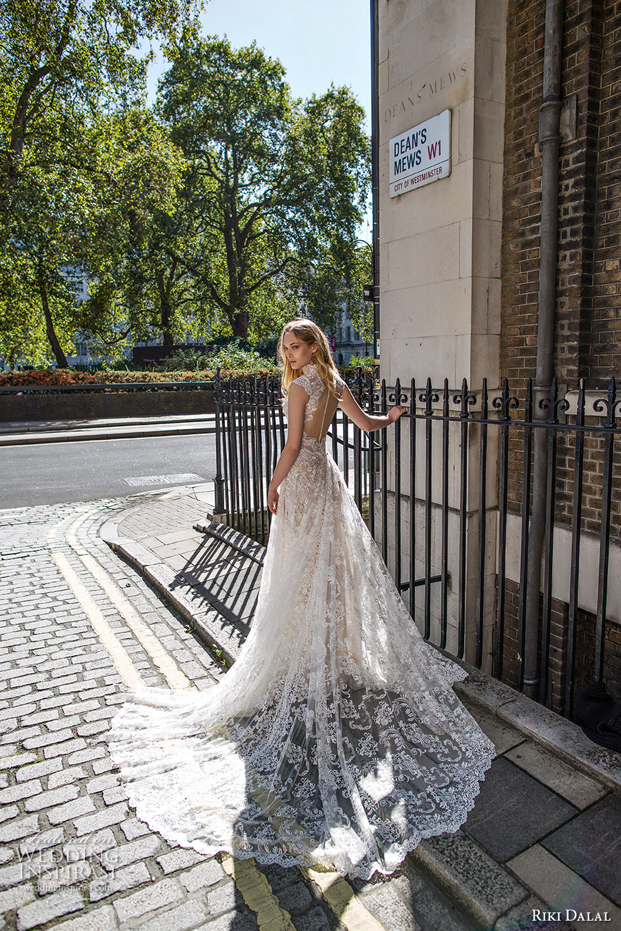 riki dalal fall 2017 bridal cap sleeves high neck full embellishment elegant sophiscated lace a  line wedding dress illusion keyhole back chapel train (1901) bv