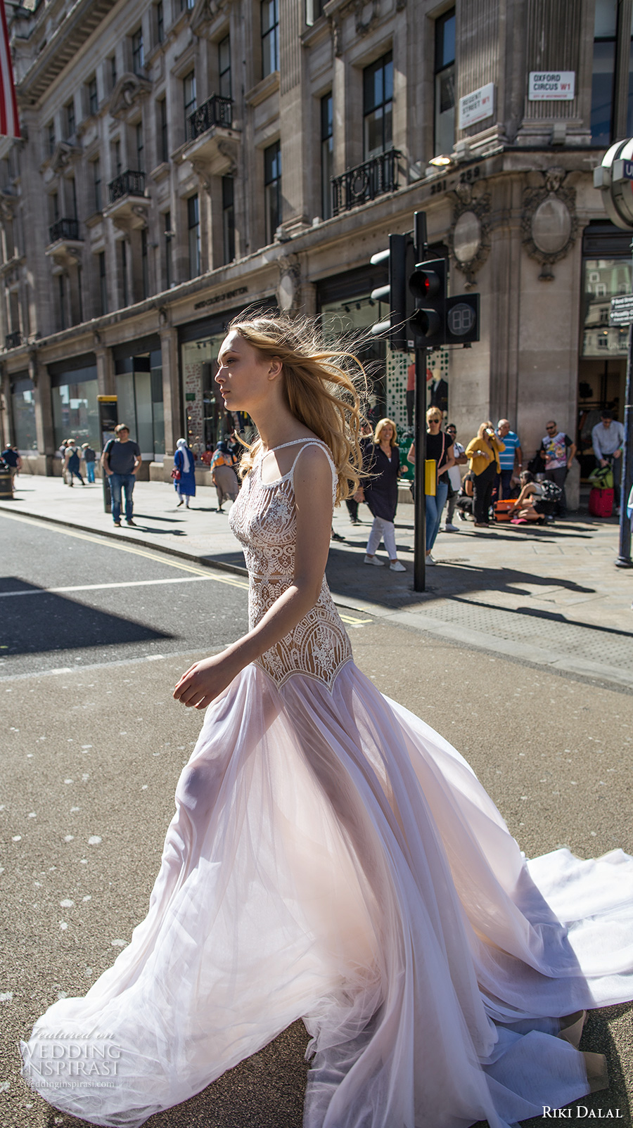 riki dalal fall 2017 bridal sleeveless thin strap halter neck heavily embellished bodice drop waist romantic a  line wedding dress chapel train (1918) mv