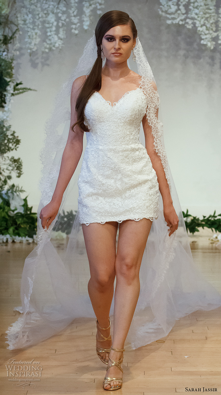 sarah jassir 2017 bridal spagetti strap sweetheart neckline full embellishment sexy romantic mini skirt short wedding dress low back (5) mv
