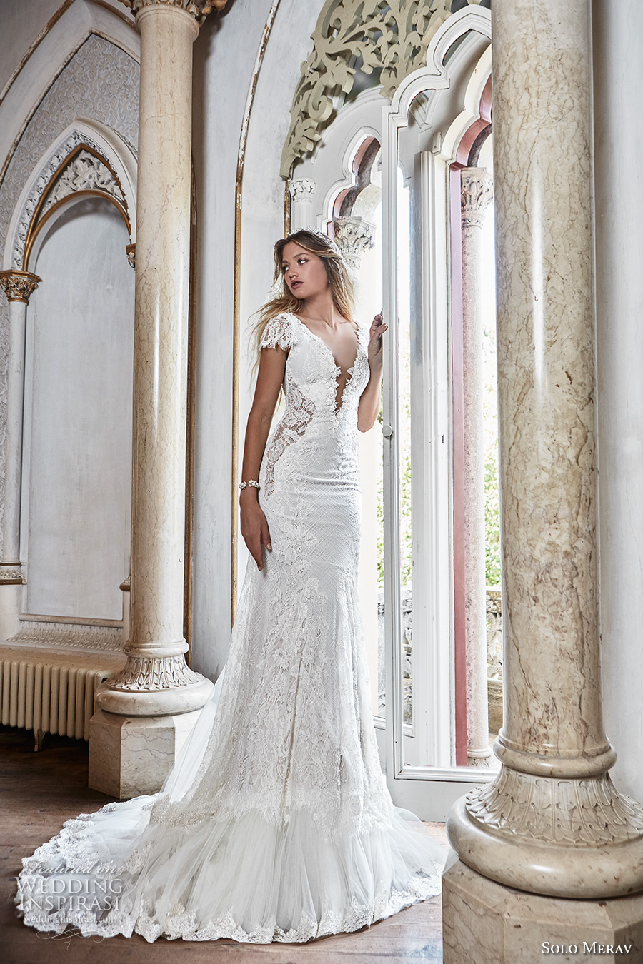solo merav 2017 bridal cap sleeves deep plunging v neck full embellishment elegant romantic trumpet wedding dress low back chapel train (lizet) mv solo merav 2017 bridal cap sleeves deep plunging v neck full embellishment elegant romantic trumpet wedding dress low back chapel train (lizet) mv