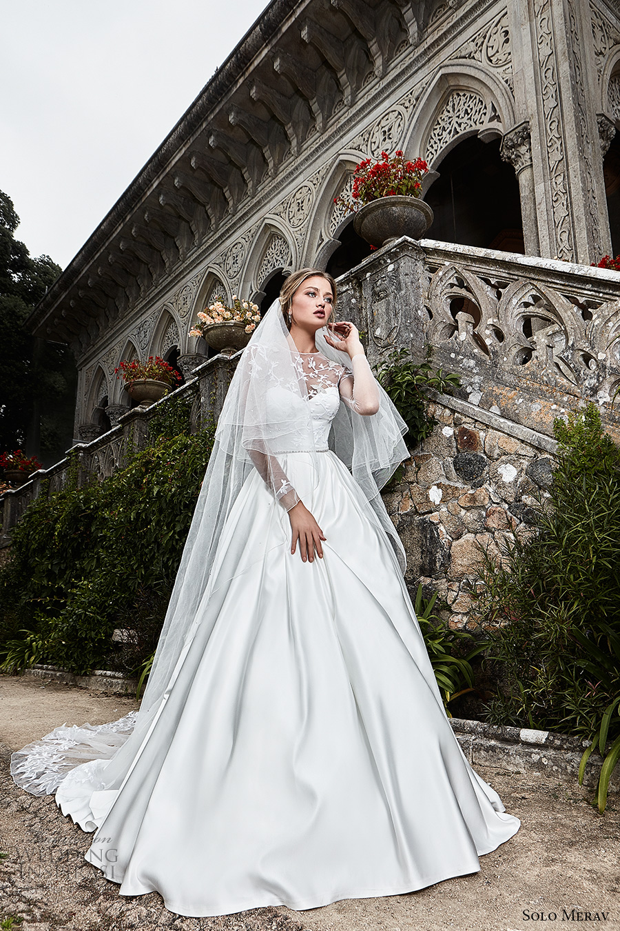solo merav 2017 bridal long sleeves illusion jewel sweetheart neckline heavily embellished bodice satin skirt princess ball gown a line wedding dress illusion back chapel train (camila) mv solo merav 2017 bridal long sleeves illusion jewel sweetheart neckline heavily embellished bodice satin skirt princess ball gown a line wedding dress illusion back chapel train (camila) mv