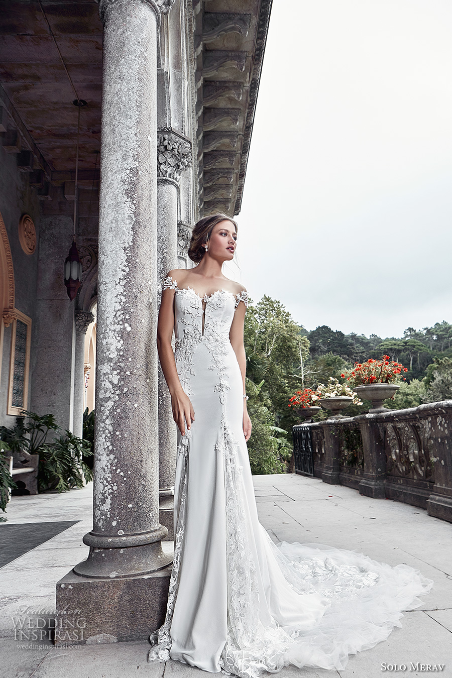 solo merav 2017 bridal off the shoulder plunging sweetheart neckline heavily embellisheed bodice elegant sheath wedding dress long train (nina) mv solo merav 2017 bridal off the shoulder plunging sweetheart neckline heavily embellisheed bodice elegant sheath wedding dress long train (nina) mv