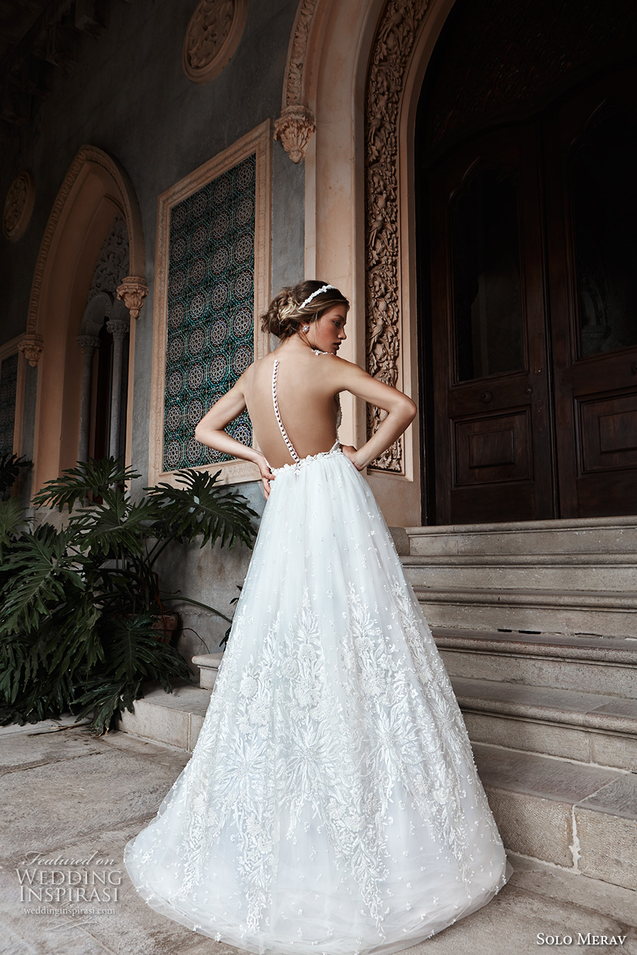 solo merav 2017 bridal sleeveless deep plunging v neck heavily embellished bodice romantic princess a line wedding dress sheer back (lilianna) bv solo merav 2017 bridal sleeveless deep plunging v neck heavily embellished bodice romantic princess a line wedding dress sheer back (lilianna) bv