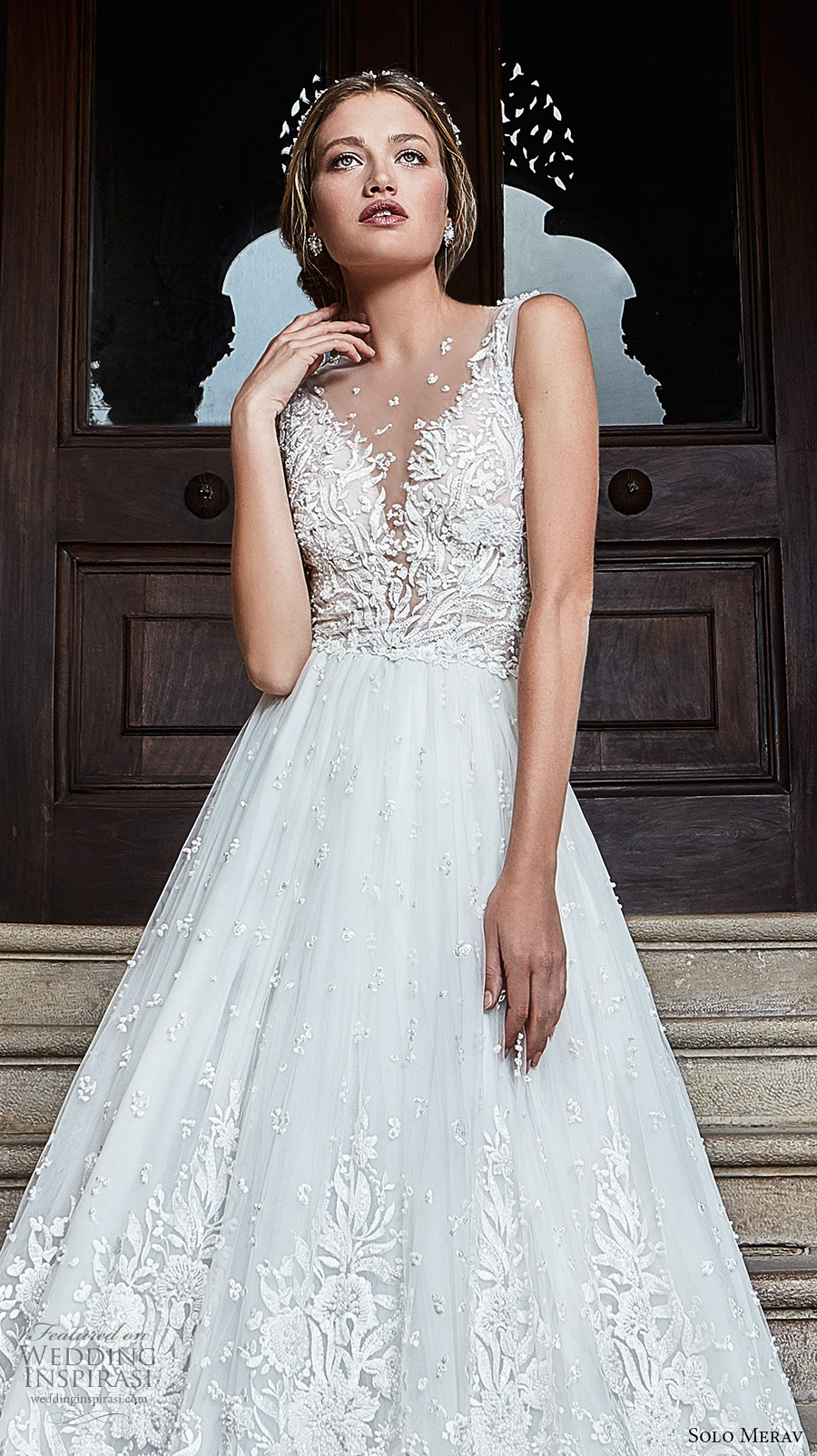 solo merav 2017 bridal sleeveless deep plunging v neck heavily embellished bodice romantic princess a line wedding dress sheer back (lilianna) zv solo merav 2017 bridal sleeveless deep plunging v neck heavily embellished bodice romantic princess a line wedding dress sheer back (lilianna) zv