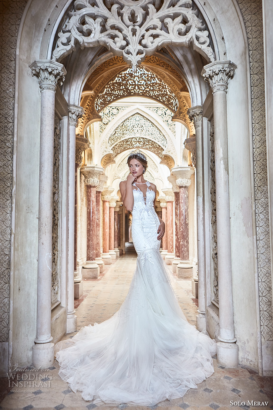 solo merav 2017 bridal sleeveless illusion jewel deep plunging sweetheart neckline heavily embellished bodice elegant fit and flare mermaid wedding dress keyhole back chapel train (adel) mv solo merav 2017 bridal sleeveless illusion jewel deep plunging sweetheart neckline heavily embellished bodice elegant fit and flare mermaid wedding dress keyhole back chapel train (adel) mv