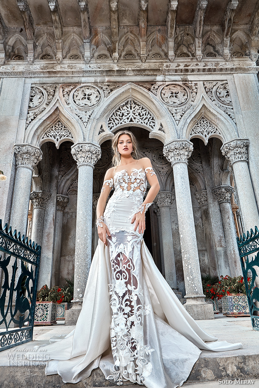 solo merav 2017 bridal strapless sweetheart neckline full embellishment sexy glamorous sheath wedding dress a line overskirt low back chapel train (maribell) mv solo merav 2017 bridal strapless sweetheart neckline full embellishment sexy glamorous sheath wedding dress a line overskirt low back chapel train (maribell) mv