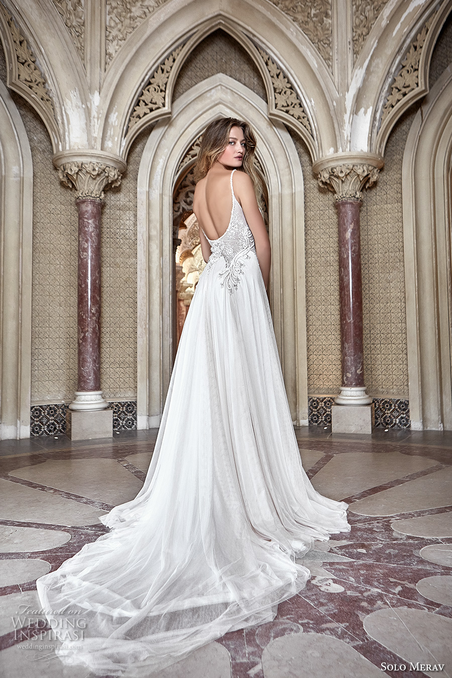 solo merav 2017 bridal thin strap sweetheart neckline heavily embellished bodice side slit split a line wedding dress low back chapel train (sintra) bv solo merav 2017 bridal thin strap sweetheart neckline heavily embellished bodice side slit split a line wedding dress low back chapel train (sintra) bv
