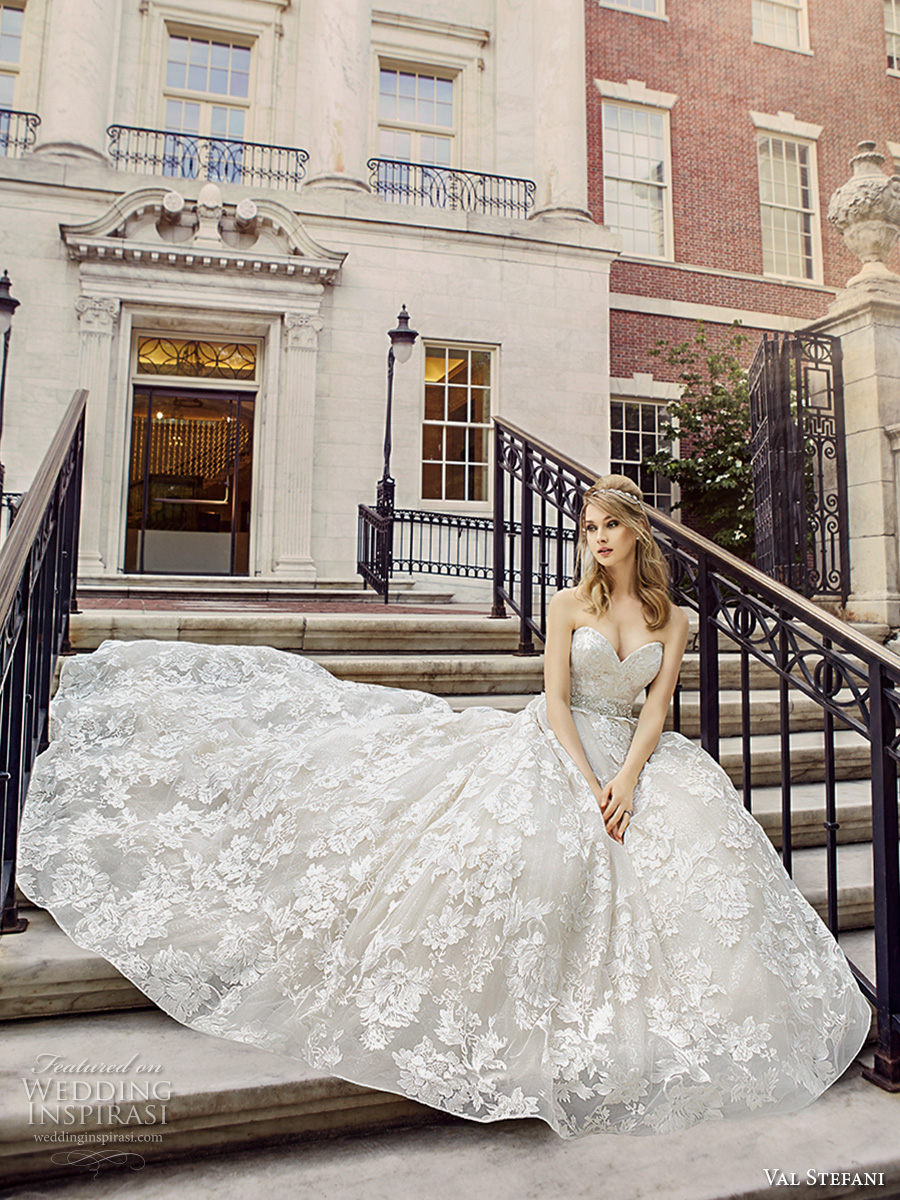 val stefani spring 2017 bridal strapless sweetheart neckline full embellishment beautiful romantic princess a  line wedding dress royal train (d8125) mv 