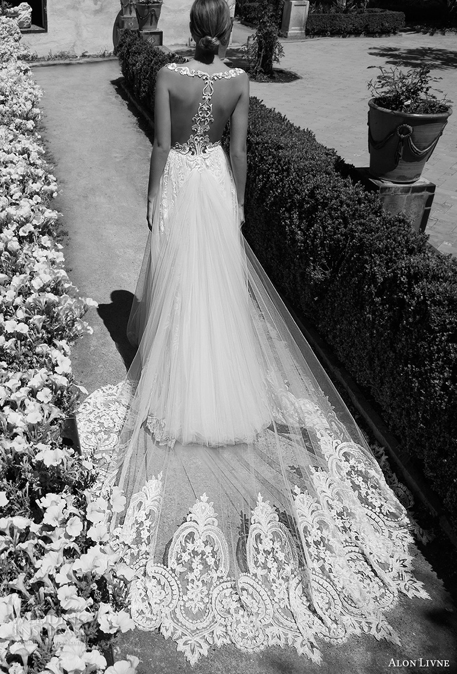 alon livne 2017 bridal sleeveless v neck heavily embroidered bodice tulle skirt romantic flowy modified a  line wedding dress rasor back royal train (christine) bv