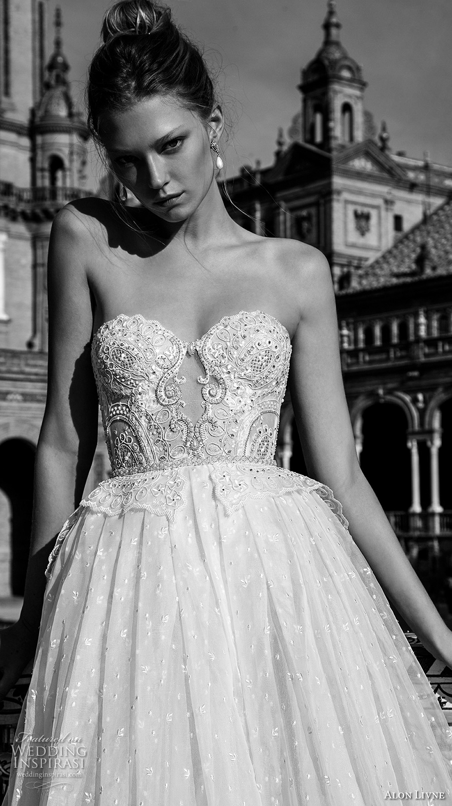 alon livne 2017 bridal strapless sweetheart necklin bustier heavily embellished bodice princess ball gown wedding dress royal train (anastasia) zv