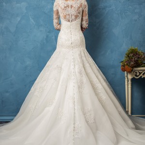 amelia sposa 2017 bridal long sleeves illusion bateau sweetheart neckline heavily embellished bodice elegant drop waist a  line wedding dress illusion back royal train (fabianna) bv