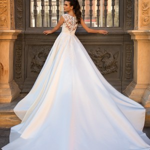 crystal design 2017 bridal cap sleeves illusion bateau sweetheart neckline heavily embellished bodice romantic a  line wedding dress lace back long train (amalia) bv