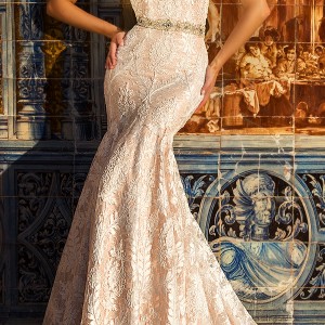 crystal design 2017 bridal double thin strap sweetheart neckline bustier full embellishment lace ivory elegant sheath trumpet wedding dress low back chapel train (michell) mv