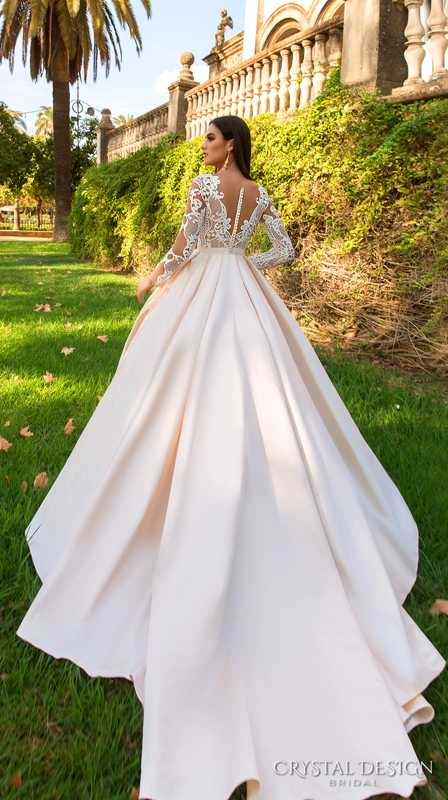 crystal design 2017 bridal long sleeves sweetheart neckline full embellishment lace glamorous a  line wedding dress sheer back royal train (ohara) bv