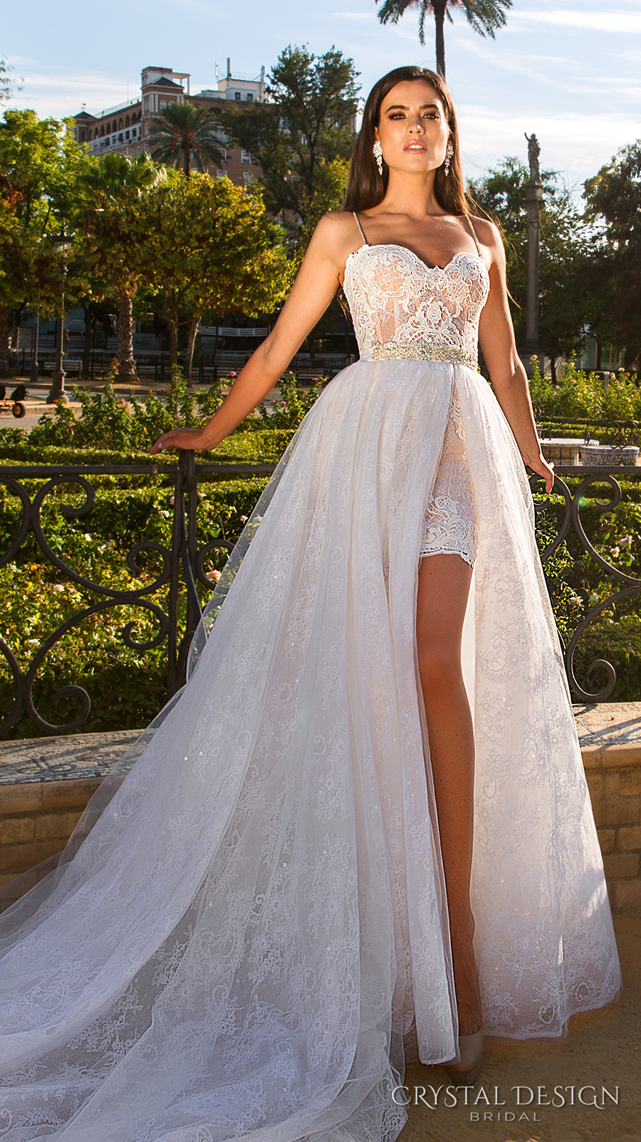 short wedding dress with long train