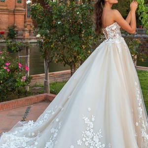 crystal design 2017 bridal strapless sweetheart neckline heavily embellished bodice princess ball gown wedding dress corset strap back chapel train (andie) bv