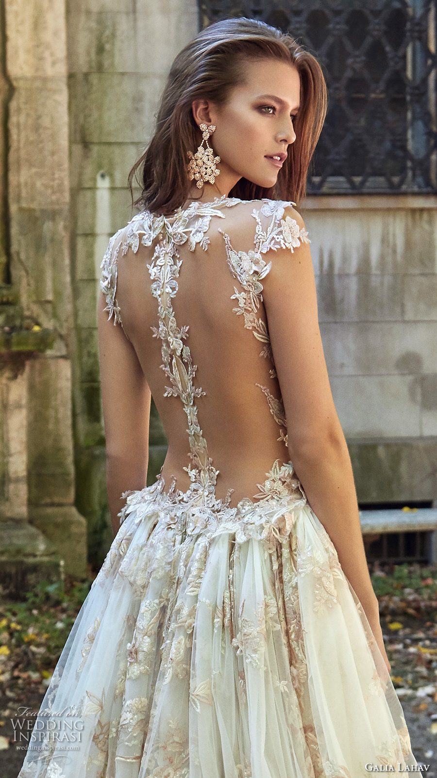 galia lahav fall 2017 bridal sleeveless deep plunging v neck full embellishment sexy princess ball gown a  line wedding dress overskirt illusion low back chapel train (lilyrose) zbv