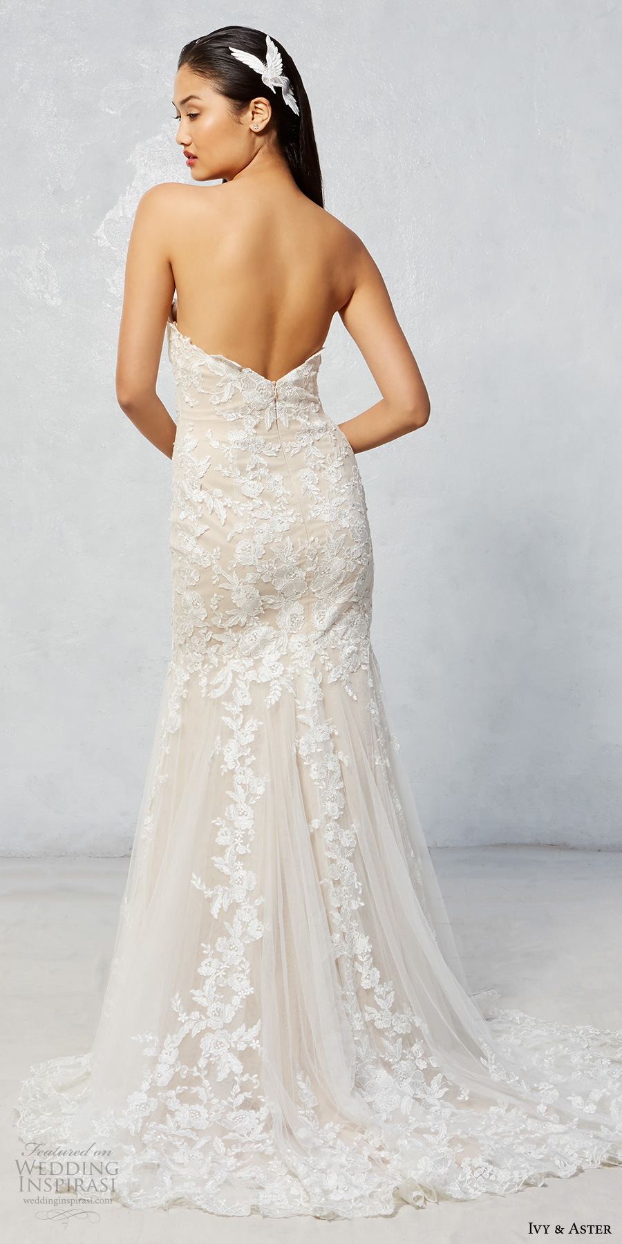 ivy aster fall 2017 bridal strapless sweetheart neckline full embroidered elegant romantic sexy trumpet wedding dress sweep train (raven) bv