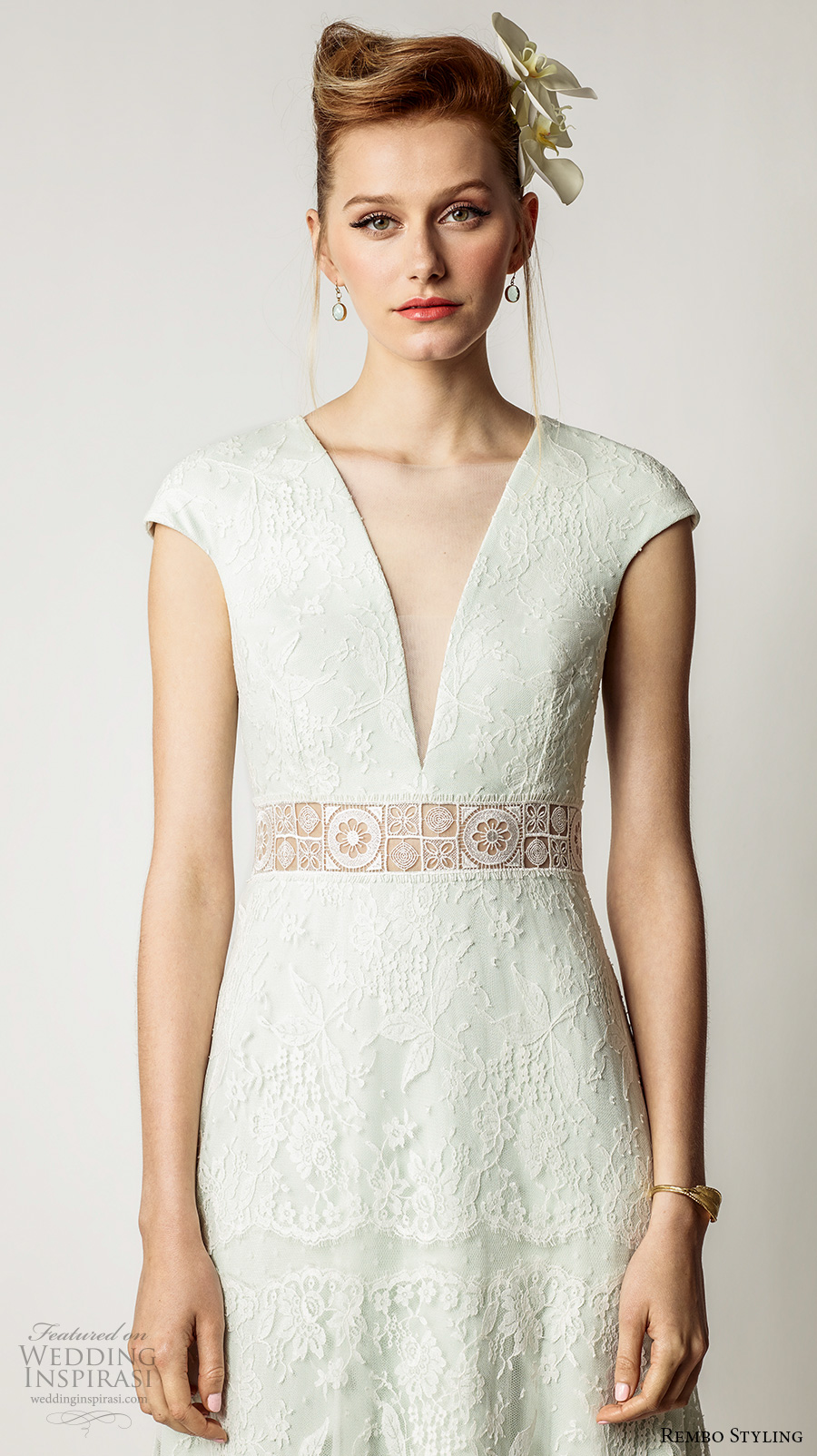 rembo styling 2017 bridal cap sleeves deep plunging v neck full embellishment elegant pale green color modified a line wedding dress illusion back (passy) zv rembo styling 2017 bridal cap sleeves deep plunging v neck full embellishment elegant pale green color modified a line wedding dress illusion back (passy) zv