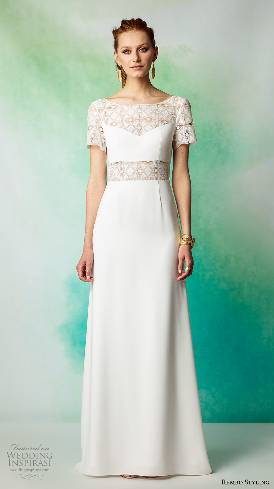 rembo styling 2017 bridal short sleeves bateau neckline heavily embellished bodice boheiman modified a line column wedding dress low back sweep train (filou) mv rembo styling 2017 bridal short sleeves bateau neckline heavily embellished bodice boheiman modified a line column wedding dress low back sweep train (filou) mv