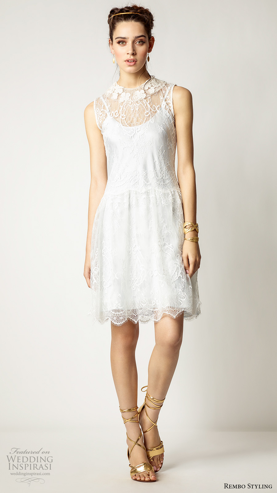 rembo styling 2017 bridal sleeveless lace illusion round neck scoop neck above the knee short wedding dress (plume) mv rembo styling 2017 bridal sleeveless lace illusion round neck scoop neck above the knee short wedding dress (plume) mv