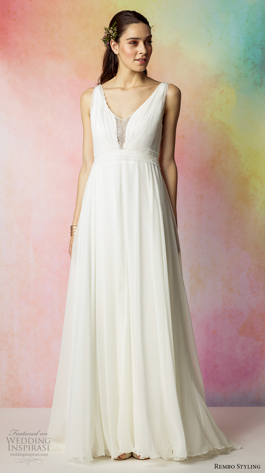 rembo styling 2017 bridal sleeveless v neck lightly embellished bodice romantic a line wedding dress v back sweep train (feminine) mv rembo styling 2017 bridal sleeveless v neck lightly embellished bodice romantic a line wedding dress v back sweep train (feminine) mv