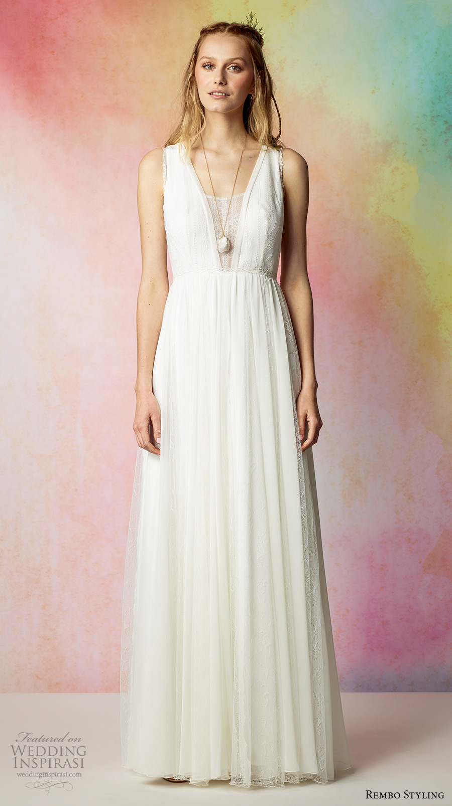 rembo styling 2017 bridal sleeveless v neck simple bohemian romantic column a line wedding dress low v back (feeling) mv rembo styling 2017 bridal sleeveless v neck simple bohemian romantic column a line wedding dress low v back (feeling) mv