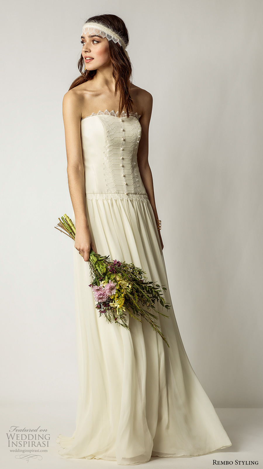 rembo styling 2017 bridal strapless straight across corset bodice romantic bohemian modified a line wedding dress sweep train (elvis) mv rembo styling 2017 bridal strapless straight across corset bodice romantic bohemian modified a line wedding dress sweep train (elvis) mv