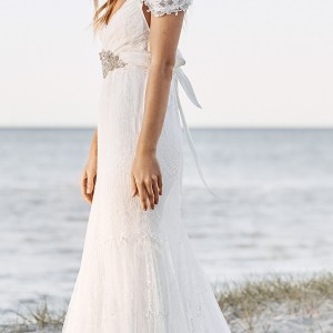anna campbell 2017 bridal off the shoulder lace strap sweetheart neckline full embroidered elegant sheath wedding dress open back chapel train (mia) sdv