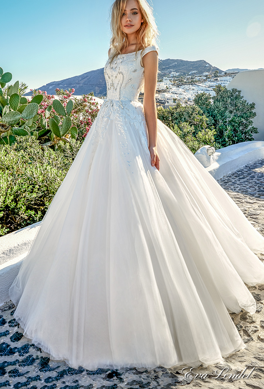 eva lendel 2017 bridal cap sleeves bateau neckline heavily embellished bodice romantic a  line wedding dress mid scoop back sweep train (thaiya) mv