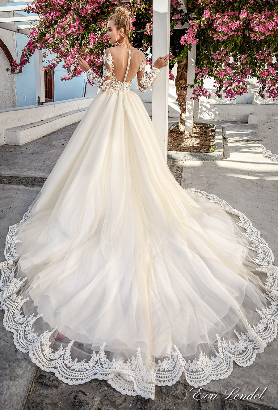 eva lendel 2017 bridal long sleeves off the shoulder sweetheart neckline heavily embellished bodice romantic princess a  line wedding dress sheer back royal train (paige) bv