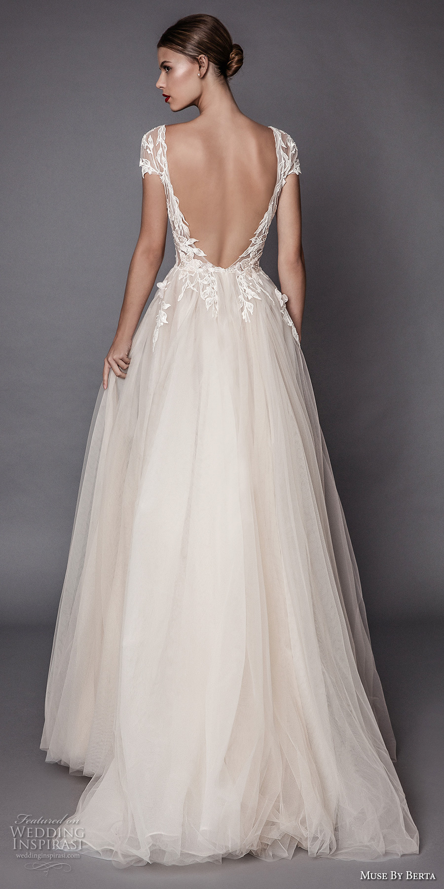 muse berta fall 2017 bridal cap sleeves deep plunging v neck heavily embellished bodice lace tulle skirt high side slit romantic sexy a line wedding dress open low back sweep train (antonia) bv muse berta fall 2017 bridal cap sleeves deep plunging v neck heavily embellished bodice lace tulle skirt high side slit romantic sexy a line wedding dress open low back sweep train (antonia) bv