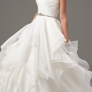 sottero midgley 2017 (blaire) sleeveless beaded straps sweetheart surplice pleated bodice tiered ball gown wedding dress mv