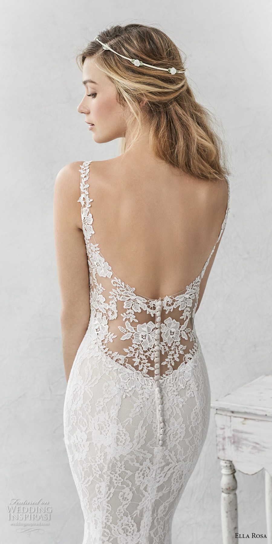 ella rosa spring 2017 bridal sleeveless thin strap sweetheart neckline full embellishment elegant sheath fit flare wedding dress open back chapel train (365) zbv