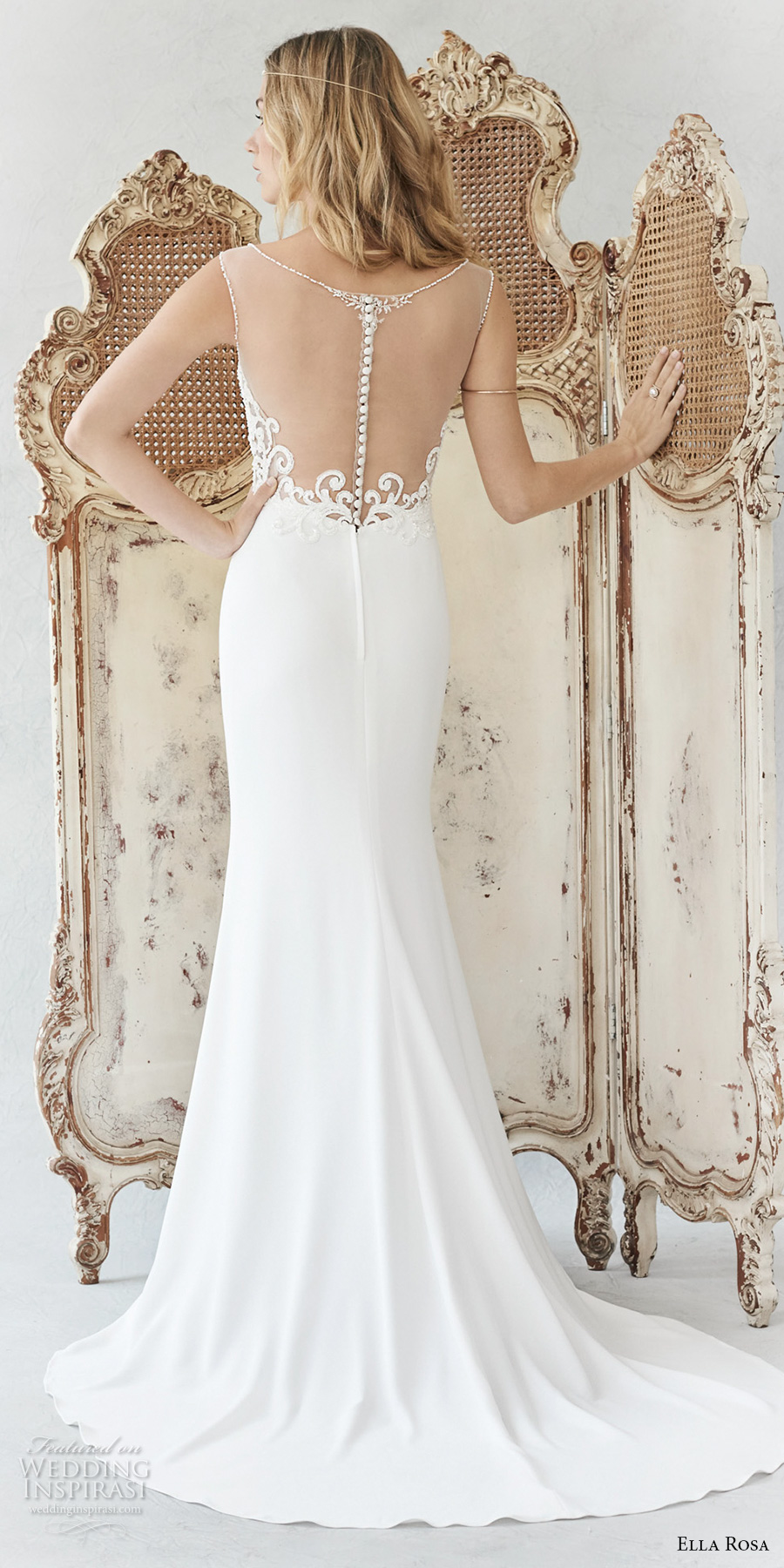 ella rosa spring 2017 bridal strapless semi sweetheart neckline heavily embellished bodice elegant romantic mermaid wedding dress sheer back sweep train (373) bv