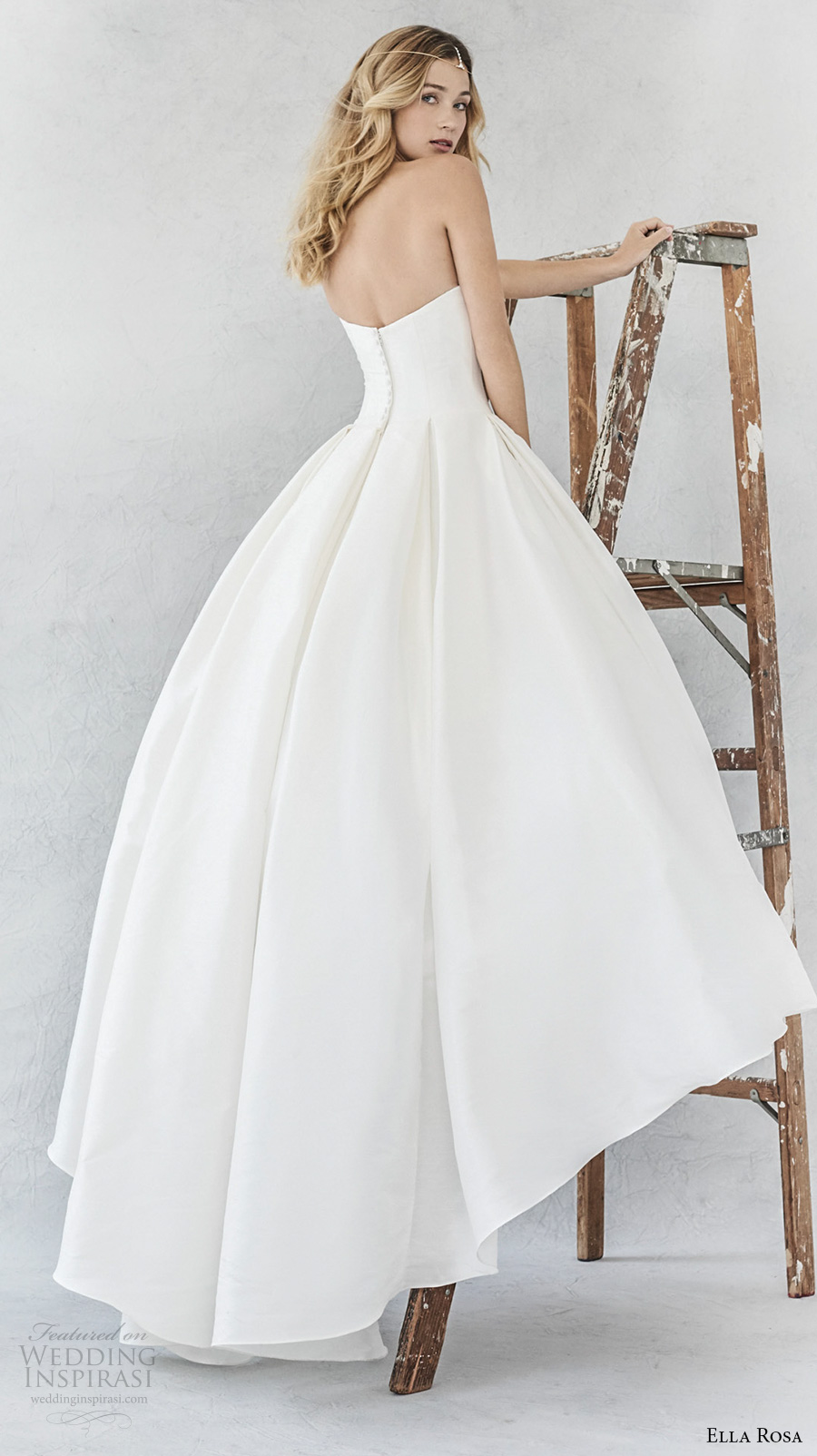 ella rosa spring 2017 bridal strapless semi sweetheart neckline simple clean pleated skirt ball gown a  line wedding dress sweep train (374) bv