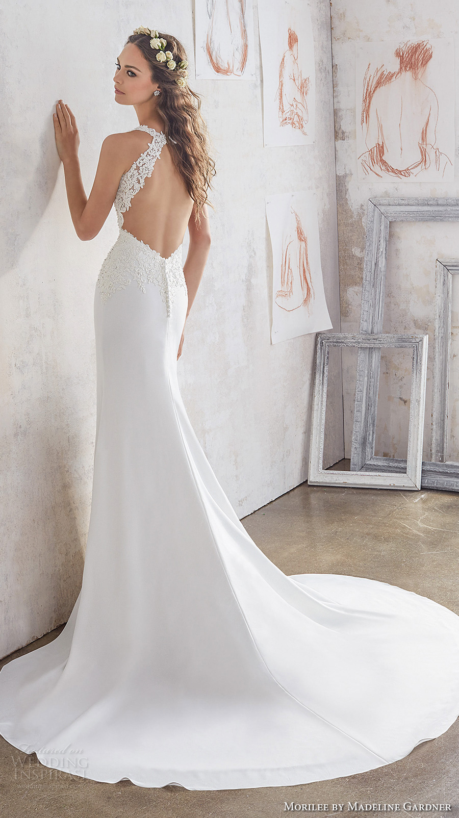 morilee spring 2017 bridal sleeveless embroidered thick strap v neck heavily embellished bodice sheath wedding dress keyhole back chapel train (5508) bv