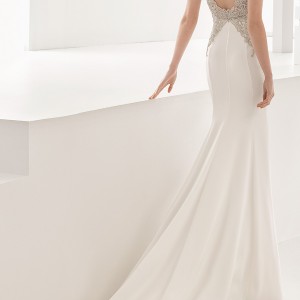 rosa clara 2017 bridal cap sleeves bateau neck simple clean elegant sheath wedding dress open low back chapel train (naima) bv